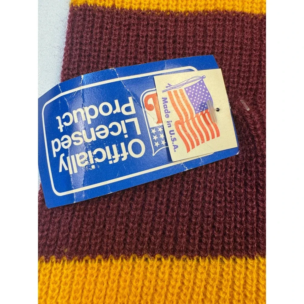 Vintage Washington Redskins Scarf NFL Striped Knit Burgundy‎ Gold Orlon USA NWT